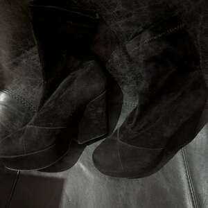 Robert Clergerie Black Suede Wedge Sock Bootie